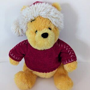 Disney Store Winnie the Pooh Santa Hat Holiday Christmas Plush 13 Inches